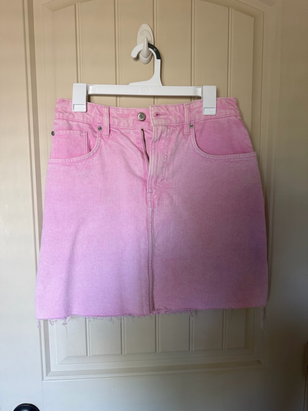 H&M Pink Ombre Denim Midi Skirt